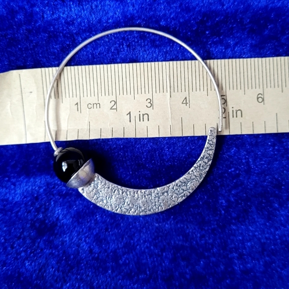 Elegant Silpada Sterling Silver Black Chalcedony Comet Tail Hoop Earrings W1874 - Picture 11 of 11